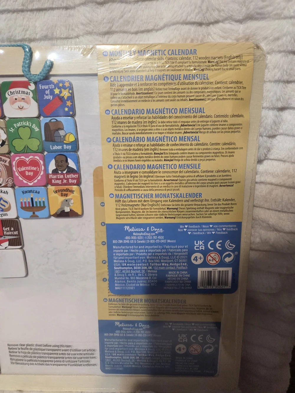 Nib Melissa & Doug Magnetic Monthly Calendar - Blue and Yellow